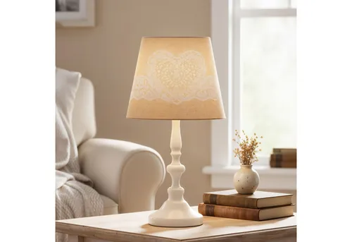 Levandeo® Nachttischlampe Weiß 38cm in beige von Levandeo