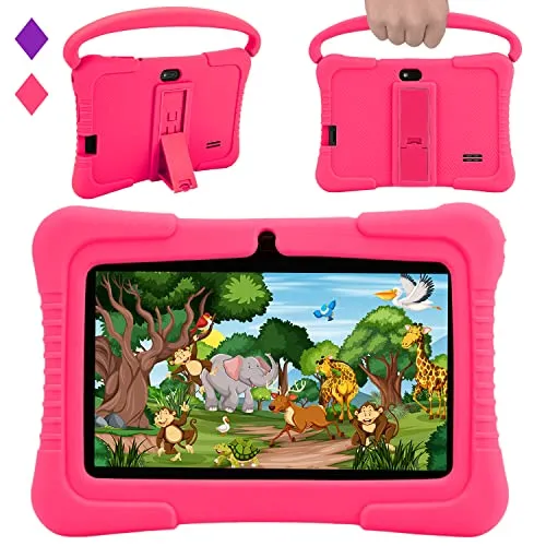 Veidoo Kinder-Tablet-PC, 7-Zoll-Tablet mit 2GB RAM 32GB,1024 * 600 IPS-Bildschirm, Premium-Elternkontrolle iWawa App, Rosa