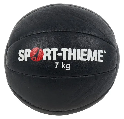 Sport-Thieme Medizinball Schwarz 7 kg ohne Ventil - Hochwertiger Medizinball aus echtem Leder für vielseitiges Training. Mit handlichem Durchmesser und in verschiedenen Gewichtsklassen ideal für Schule und Verein. Robuste Qualität für langanhaltenden Einsatz.
