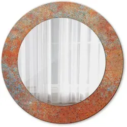 Tulup Runder Wandspiegel mit Druck, 50 cm – Orange - Stilvoller runder Wandspiegel mit einzigartigem Print-Design, ideal für jeden Raum. Hergestellt aus robustem Spiegelglas, verbindet er Funktionalität mit moderner Ästhetik und vergrößert optisch den Raum.