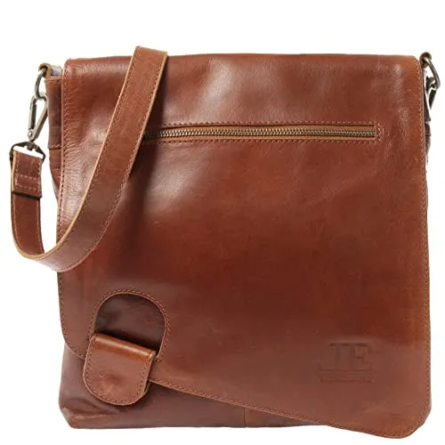 LECONI Umhängetasche Ledertasche Damen Handtasche Schultertasche Echt Leder LE3073, Auffälliger Überschlag