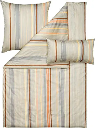Estella Bettwäsche Interlock-Jersey braun-beige-apricot-vanille Größe 1x 135x200 cm + 1x 40x80 cm