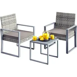 CASARIA® Polyrattan Gartenmöbel Set mit WPC Tisch und 2 Stühlen - Gartenmöbel-Set für gemütliche Stunden: Wetterfestes Polyrattan, ergonomische Rückenlehnen und höhenverstellbare Füße bieten Komfort und Langlebigkeit.