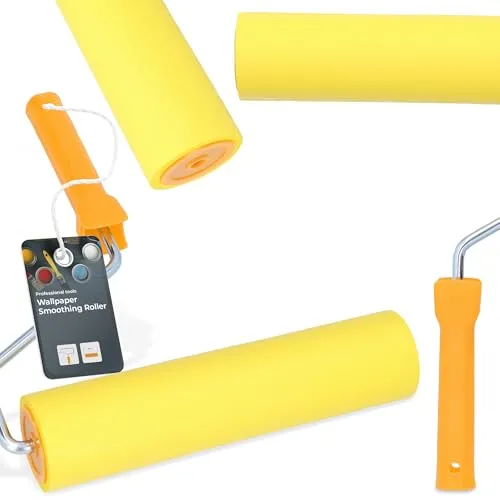 Tapetenandrückrolle 8 mm x 25 cm Andrückroller Andrückwalze Gummi Roller Tapezierroller Handrolle Handdruck Roller Gummiwalzen mit Kunststoffgriff