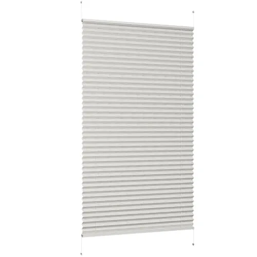 Sekey Plissee ohne Bohren, Fenster Plissee Klemmfix Jalousie 90 cm breit, Verspannt Lichtdurchlässig Sonnenschutz Fensterollo, 90 x 130 cm, Leinen
