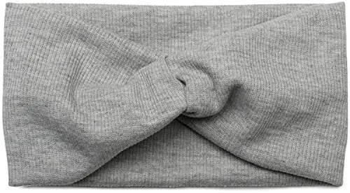 styleBREAKER Damen Haarband mit Twist Knoten in Feinripp Optik | Weiches Stirnband für Sport und Alltag | One Size elastisch, Farbe:Hellgrau