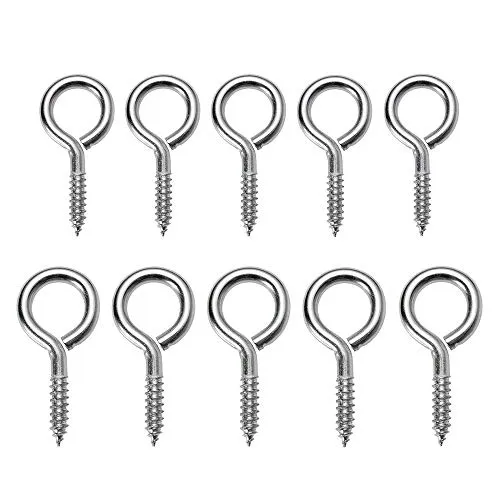 CHJIEJIE 100 Stück kleine Ösenschrauben, zwei Größen, Schraubhaken, Augenbolzen zum festen Befestigen oder Befestigen verschiedener Gegenstände (16 x 36 mm, 10 x 20 mm)