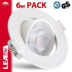 6er Set LED Einbaustrahler LEA-Step 7W Warmweiß in weiß von Maxkomfort