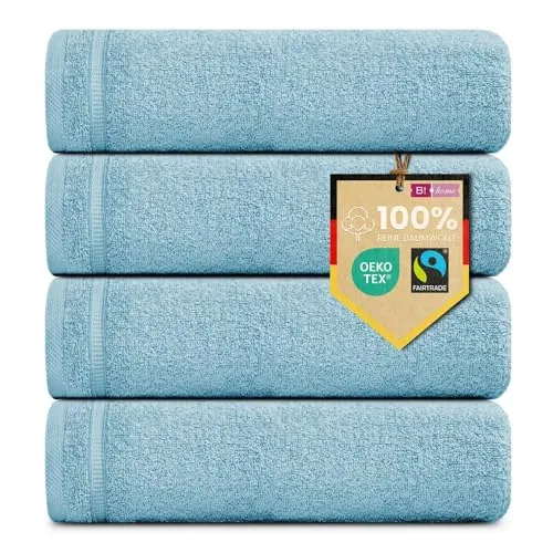 B!HOME 4er Set Premium Gästehandtücher [100% Baumwolle] 30x50 cm, hellblau/Handtücher Weich, Saugstark & Pflegeleicht/Waschlappen Perfekt für Bad, Gäste & Reisen