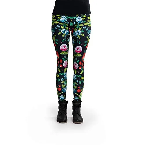 cosey - Bunte Bedruckte Blumen-Leggings (Einheitsgröße) - Design Kamelie