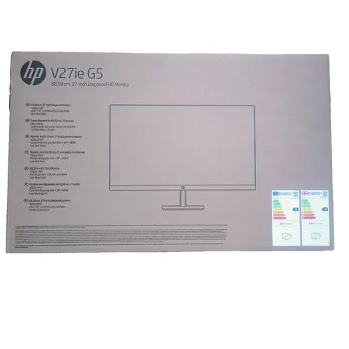 HP V27ie G5 Monitor 27 Zoll FHD IPS - 27 Zoll FHD IPS Monitor mit 75Hz Bildwiederholrate und AMD FreeSync, ideal für flüssige Darstellungen und gelegentliche Computerarbeiten.