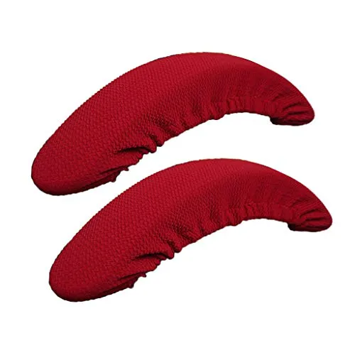 Fenteer 1 Paar Armlehnen Bezüge für Stühle, Bürostuhl Armlehnen Schonbezüge, Elastische Waschbare Abnehmbare Armlehnenbezüge Armlehnenschoner für Bürostühle, Rot