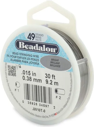 Beadalon Perlendraht 49 Stränge, 9 m - Schmuckdraht in silberfarben, ideal für hochwertige Schmuckprojekte. Langlebig und flexibel für kreatives Design.
