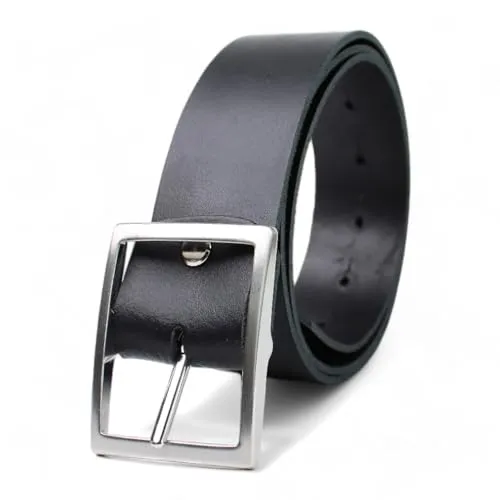 FRONHOFER Ledergürtel 100% Rindsleder 3,8 cm breit 2,6 mm dick kürzbar satinierte silberne Dornschnalle extra Edelstahlschraube für Körperumfang bis 130 cm Made in Germany