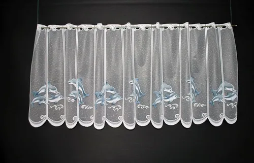 Gardinen Kranzusch Scheibengardine Delfin (1 St), Stangendurchzug, transparent, Stablöcher,transparent,verschiedene Höhen, Breiten, Farben