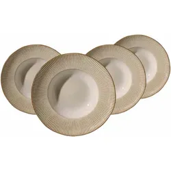 Ritzenhoff & Breker Nerano Pastateller 4er Set - Ø 30,5 cm - Teller aus robustem Steingut im mediterranen Design, spülmaschinenfest und mikrowellengeeignet – ideal für Pasta, Pizza und Antipasti.