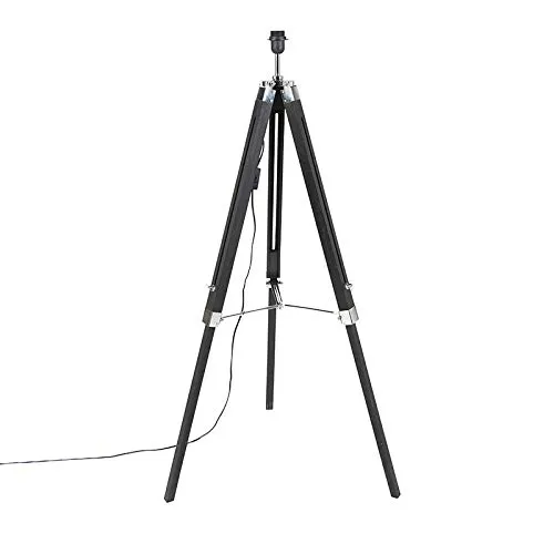 QAZQA Vintage Stehleuchte im Industrie-Look - Schwarz ohne Schirm - Stilvolle Stehlampe im Retro-Design für jeden Wohnraum. E27-Fassung, dimmbar (Dimmer nicht enthalten), ideal für Wohnzimmer, Schlafzimmer und Büro. Max. 40 Watt, IP20 für Innenräume.