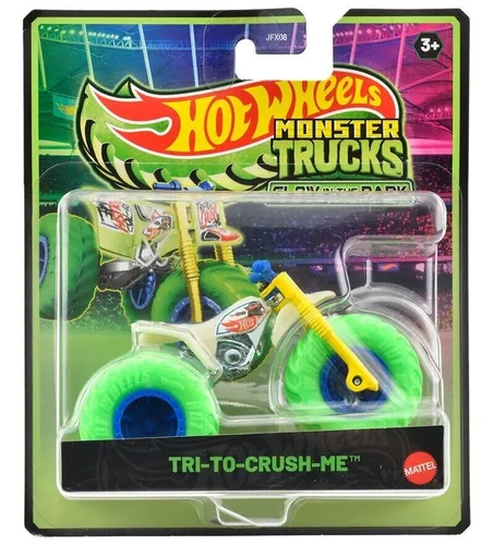 TRI-TO-CRUSH-ME Glow in the Dark Monster Trucks Hot Wheels Auto Die-cast 1:64