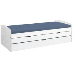 Inter Link Funktionsbett RIED 90x200 - Stauraumbett mit 3 Schubladen, ideal für platzsparendes Wohnen und modernes Design, gefertigt aus pflegeleichtem Massivholz.