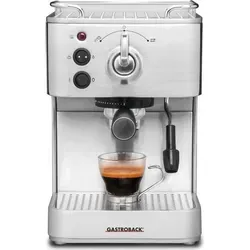 Gastroback 42606 Design Espresso Plus Silber - Siebträgermaschine aus Edelstahl mit 15 bar Druck, ideal für perfekten Espresso, Cappuccino und Latte Macchiato. Mit 360° schwenkbarer Milchschaumdüse und schneller Heiztechnologie für sofortigen Genuss.