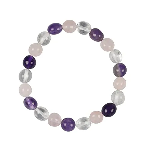 Chili Jewels Armband, Amethyst, Bergkristall, Rosenquarz, 09-0mm Nuggets
