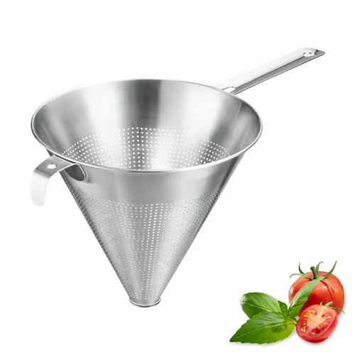 WESTMARK Küchensieb Chinois Pro – Edelstahl Passiersieb mit Rundum-Lochung, Ø 20 cm - Das WESTMARK Küchensieb Chinois Pro ist ideal für feines Passieren von Saucen und Cremes. Mit stabilen Griff und integrierten Stützstiel aus hochwertigem Edelstahl, spülmaschinengeeignet und perfekt für den täglichen Einsatz in der Küche.