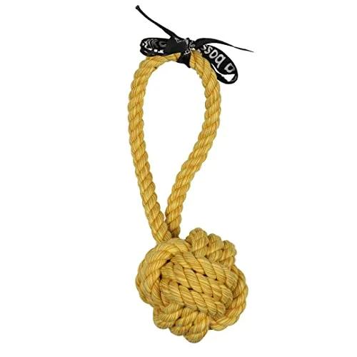 EBI, Are You Knots' Ball mit Schnalle, 20 cm, Gelb, mit Schlaufe zum Apportieren und Ziehen, Feste gedrehte Baumwolle, gelbe, bis zum Herzen, trägt zu gesunden Zähnen und Zahnfleisch bei
