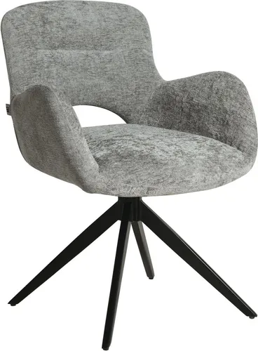 HowHomely THEO Stuhl Grau Stoff – Modernes Design, Stabil, Metallbeine, Komfortabel - mit automatischer Rückstellfunktion