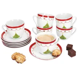 MamboCat Weihnachtstraum Kaffeetassen Set für 6 Personen - Thermobehälter - 6er Set aus feinstem Porzellan mit festlichem Weihnachtsdekor, ideal für warme Getränke und Plätzchen an den Feiertagen.