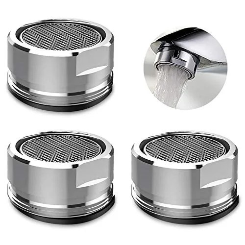 Wasserhahn, 3 Stück, Strahlregler, 24 mm Ersatzteil, Messingauslauf Außengewinde, Belüfter mit Dichtung, poliertes Chrom