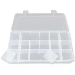 Kopper-24 Aufbewahrungsbox Sortierkasten Perlen Box, transpartent, 23,2 x 12,3 x 4,3 cm, 18 Fäche weiß 10 - 23,2 x 12,3 x 4,3 cm, 18 Fächer