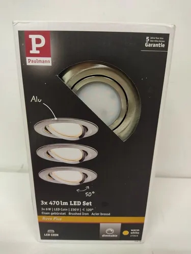 Paulmann 93878 Coin Slim LED-Einbauleuchte 3er Set - Deckenspots mit dimmbaren, fest eingebauten LEDs, ideal für flache Decken mit nur 30mm Hohlraum, schnell zu installieren und individuell ausrichtbar für optimale Beleuchtung.