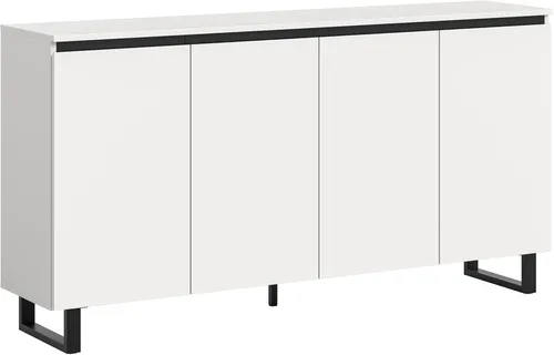 xonox.home Sideboard Tomasa – Modernes Design in Weiß und Schwarz - Kommode im modernen Look mit 4 Türen und höhenverstellbaren Einlegeböden, ideal für stilvollen Stauraum im Wohnzimmer oder Flur. Hergestellt aus pflegeleichten, langlebigen Materialien.
