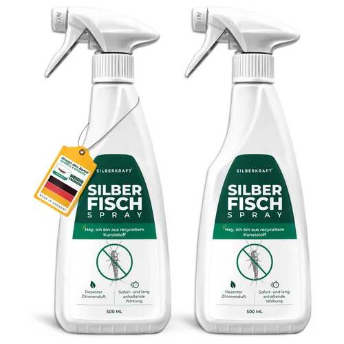 SILBERKRAFT Silberfischspray - Nützliche Haushaltshelfer: Effektives Spray gegen Silberfischbefall, wirkt schnell und vorbeugend mit dem natürlichen Wirkstoff Geraniol, ideal für feuchte Räume.