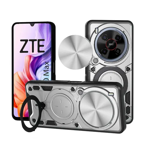 Outdoor Panzer Hülle für ZTE Blade V70 Max, Slide Kameraschutz Ringhalter Silber