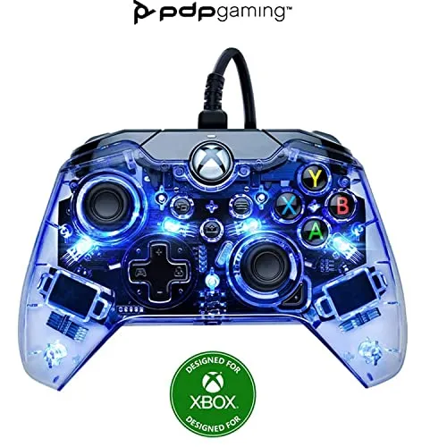 PDP Afterglow LED-Gamecontroller - Kabelgebundener Controller für Xbox Series X|S und PC, mit RGB-Farblichtern und dualer Vibration für intensives Gameplay, inklusive 3 m Micro-USB-Kabel für flexibles Spielen.