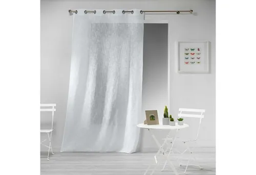 Ösenvorhang Gardine Weiß 140 x 240 cm - Eleganter Ösenvorhang in Weiß, 140 x 240 cm, aus pflegeleichtem Polyester, ideal für stilvolle Fensterdekorationen.