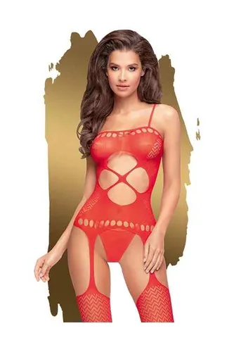 PENTHOUSE Hot Nightfall Bodystocking Sexy Dessous Netz red S M L Mini-Kleid rot