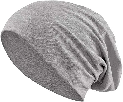 Jersey Baumwolle elastisches Long Slouch Beanie Unisex Mütze Heather in 35 (3) (Heather Grey)