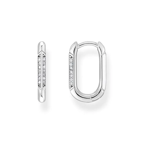 Thomas Sabo Damen Creolen in der Farbe Silber aus 925 geschwärztem Sterlingsilber mit Zirkonia, Größe: 16x10,3mm, CR675-643-14