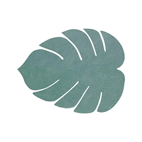 Lind DNA Tischset Monstera Recyceltes Leder Hippo Pastell Grün, Maße: 42cm x 35cm, 989949