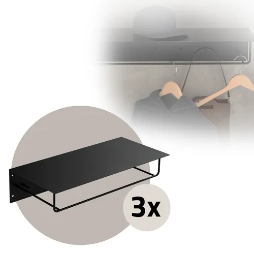 ML-DESIGN Wandgarderobe mit Kleiderstange und Hutablage - Kleiderwagen mit 5 Haken und robustem Metalldesign, ideal zur stilvollen Aufbewahrung von Jacken und Hüten – Platzsparend und elegant für jeden Eingangsbereich.