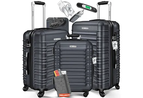 KESSER 3pcs Hartkoffer Set - Robuste ABS-Hartschale, inkl. Gepäckwaage und Trolley-Schloss, platzsparend stapelbar und ideal für jede Reise