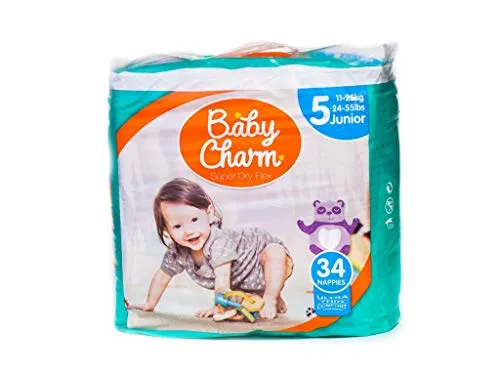 Baby Charm Super Dry Flex Pants | Windeln ohne den Einsatz von Chlor | Gr. 5 Junior | für Baby 11-25 kg | 1 x 34 Stück