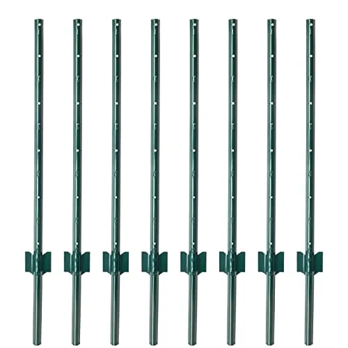 VOSS.farming Zaunpfosten U-Profil 107cm 8 Stück, Metallpfahl für Drahtgeflechte bis 76cm Höhe, Grün, Weidezaun