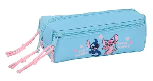 safta Stitch Happy - Kleines Federmäppchen für Kinder, ideal für Kinder im Schulalter, bequem und vielseitig, Qualität und Widerstandsfähigkeit, 22 x 6 x 8,5 cm, Himmelblau, M, Casual