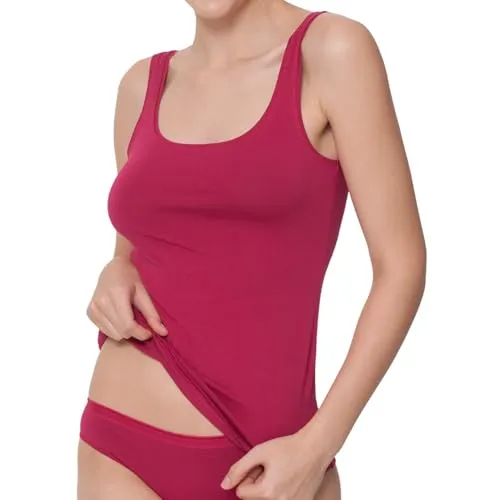 Celodoro Damen Basic Tanktop Achselhemd (1 Stück) Trägertop aus Baumwolle - Berrytöne M
