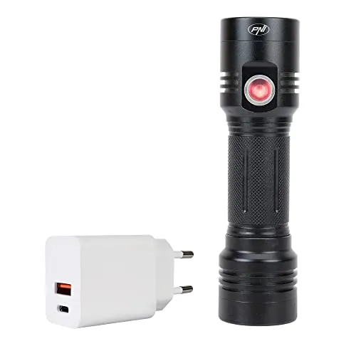 PNI Adventure F200 Aluminium-Doppeltaschenlampenpaket mit LED, 4000-mAh-Akku, QC3.0, PD3.0, PPS und USB-A-Anschluss, 30 W