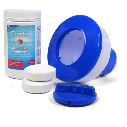 CRISTAL Chlor-Multifunktion-Tabletten 200g + Dosierschwimmer Schwimmbad Pool
