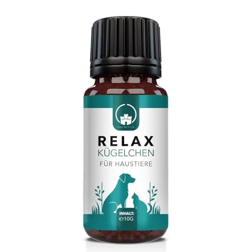 Saint Nutrition® Relax Kügelchen für Haustiere – Natürlicher Futterzusatz bei Stress & Unruhe – Unterstützt Entspannung bei Reisen, Silvester & im Alltag – Für kleine, mittlere & große Hunde - 10g